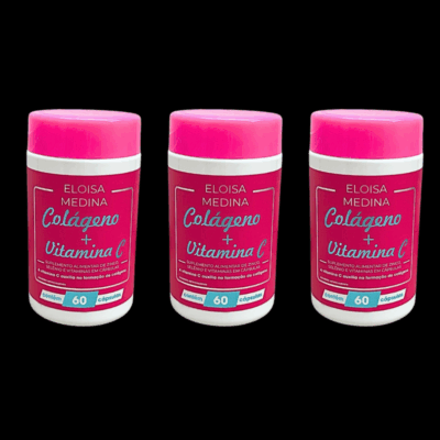 Colágeno + Vitamina C Eloisa Medina 60 cápsulas kit 3 unidades
