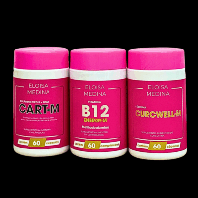 KIT MIX SUPLEMENTOS - CART-M - VITAMINA B-12- CURCWELL-M 60 cápsulas - Eloisa Medina
